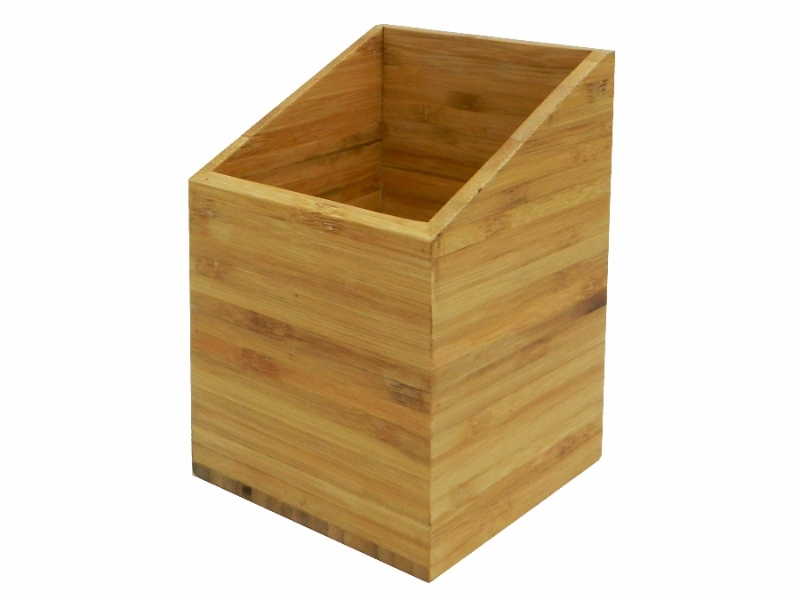 Custom-made Bamboo Utensil Holder with Angled Top - Eco-friendly Kitchen Organizer